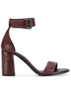 Bottega Veneta Intrecciato Block Heel Sandals - Red