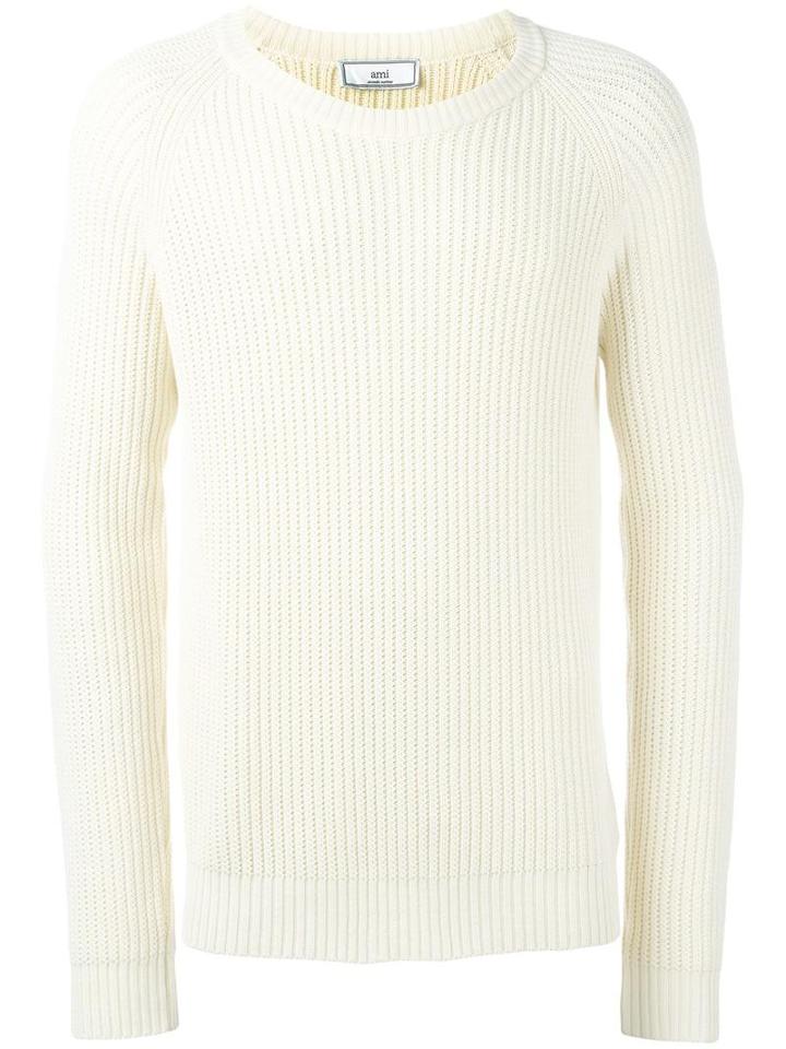 Ami Alexandre Mattiussi Ribbed Raglan Sleeve Sweater, Men's, Size: Xl, Nude/neutrals, Cotton