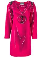 Moschino Trompe-l'ail Backpack Dress, Women's, Size: 38, Pink/purple, Rayon/polyamide/spandex/elastane