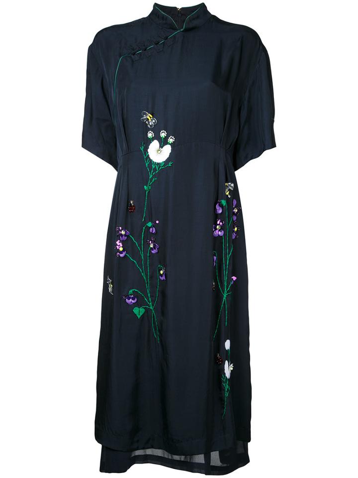Muveil - Embroidered Dress - Women - Cupro - 36, Blue, Cupro