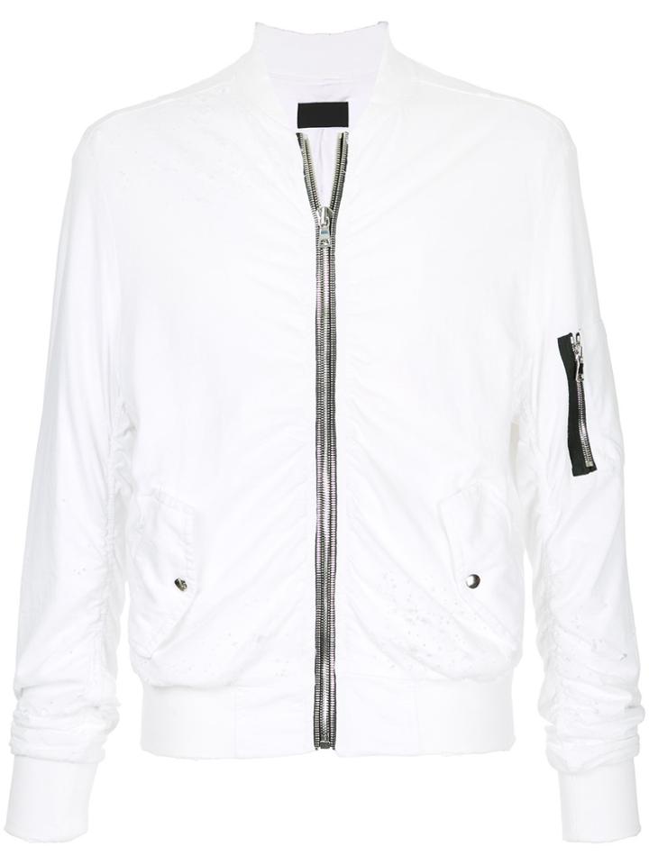 Rta Contrast Zip Bomber Jacket - White