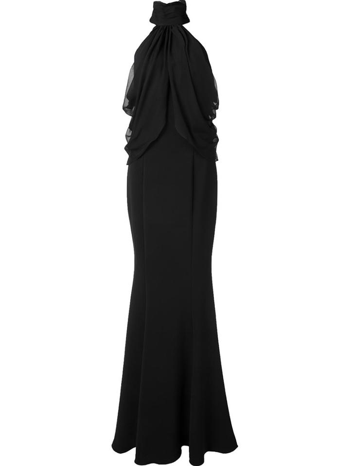 Jay Godfrey Halterneck Gown, Women's, Size: 0, Black, Polyester/polyurethane/silk