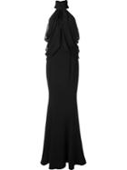 Jay Godfrey Halterneck Gown, Women's, Size: 0, Black, Polyester/polyurethane/silk