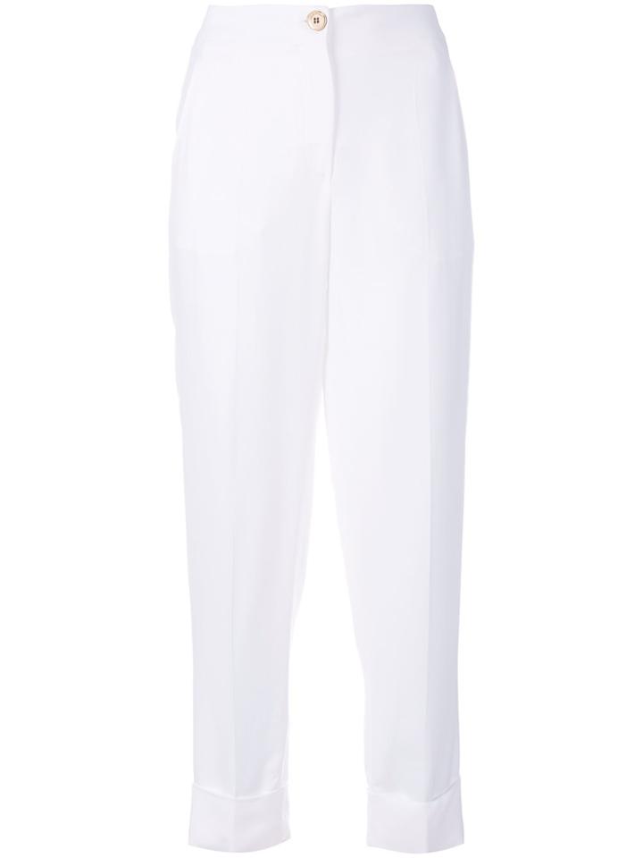 Salvatore Ferragamo Cropped Tailored Trousers - White