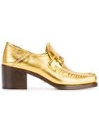 Gucci Gold Horsebit Loafer Heels - Metallic
