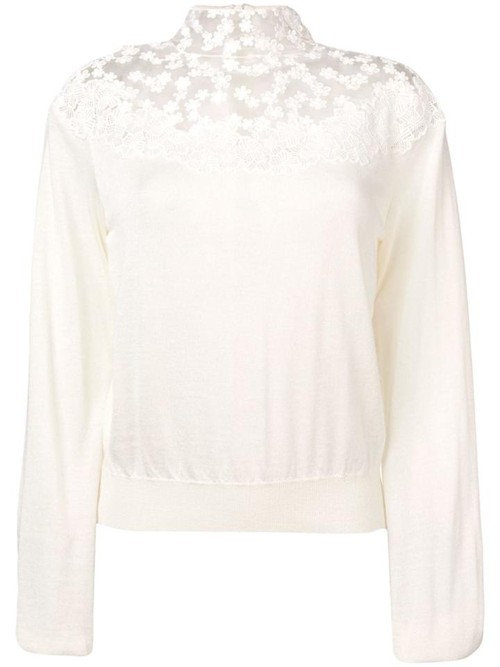 Giambattista Valli Roll Neck Lace Jumper - White