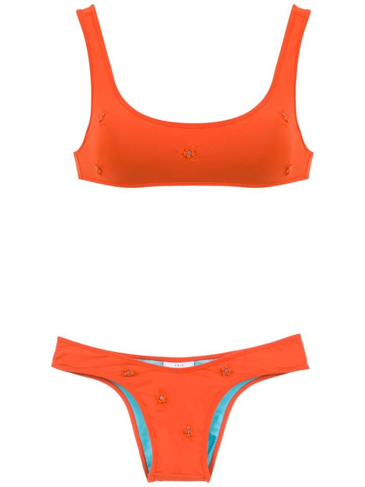 Amir Slama Embroidered Bikini Set - Orange