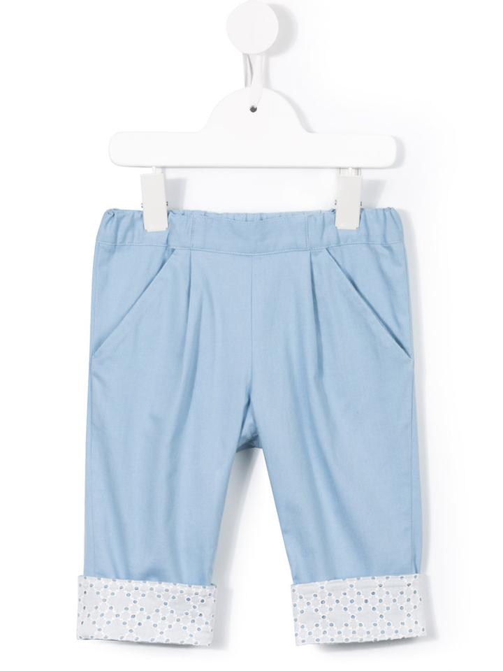 Familiar - Hem Detail Cropped Trousers - Kids - Cotton/polyurethane - 7 Yrs, Blue