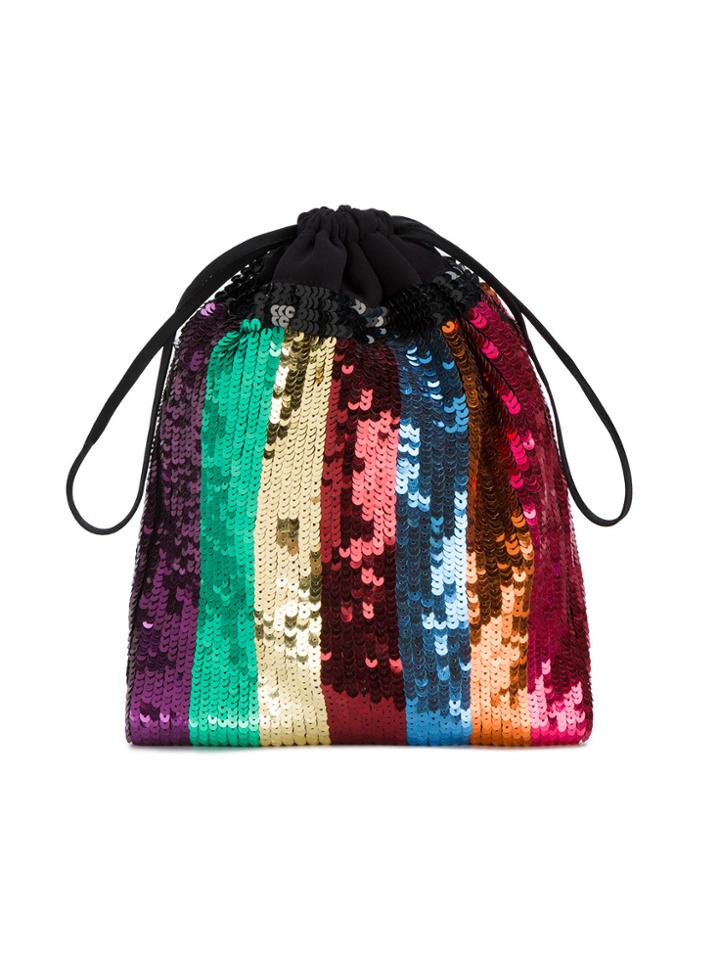 Attico Sequin Striped Pouch - Metallic