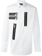 Dsquared2 Zip Applique Shirt, Men's, Size: 46, White, Cotton