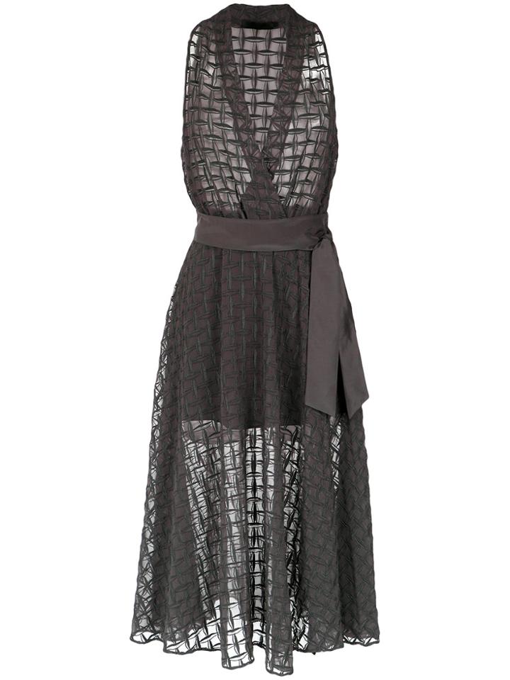 Giuliana Romanno Silk Sheer Gown - Grey