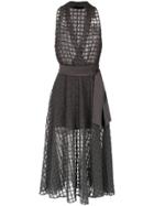 Giuliana Romanno Silk Sheer Gown - Grey