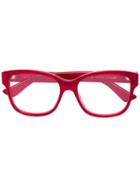 Gucci Eyewear - Transparent Glitter Rectangular Glasses - Women - Acetate - 54, Red, Acetate