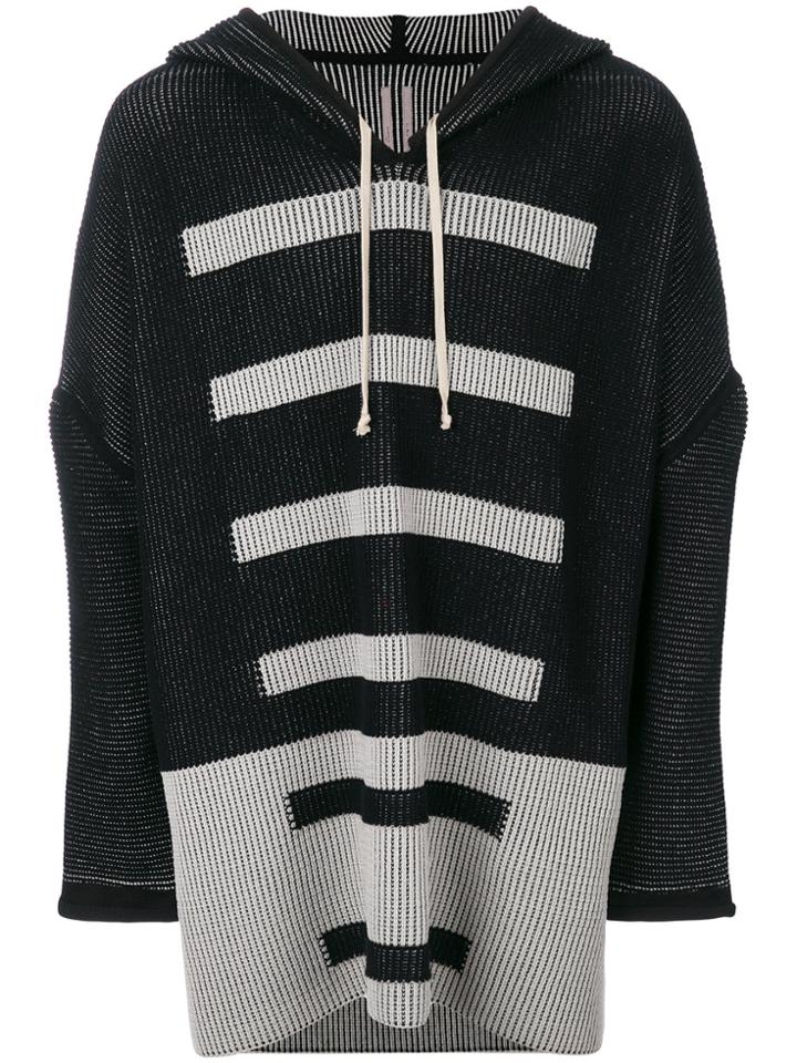Rick Owens Striped Knit Hoodie - Black