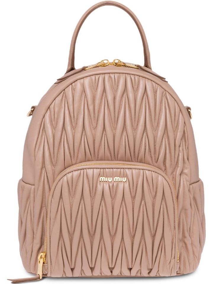 Miu Miu Matelassé Backpack - Neutrals