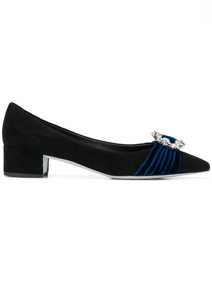 René Caovilla Brooch Embellished Pumps - Black