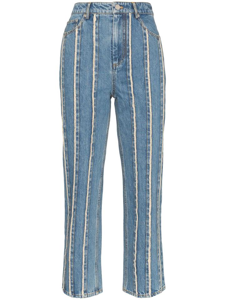 Xu Zhi Stripe Detail Straight Leg Jeans - Blue
