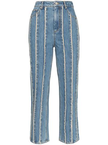 Xu Zhi Stripe Detail Straight Leg Jeans - Blue