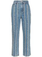 Xu Zhi Stripe Detail Straight Leg Jeans - Blue