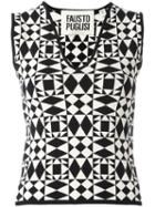 Fausto Puglisi Geometric Pattern Knitted Tank, Women's, Size: 46, Black, Viscose/polyimide