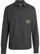 Burberry Embroidered Crest Flannel Shirt - Grey