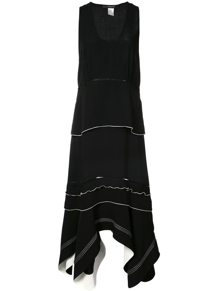 Derek Lam - Layered Contrast Trim Dress - Women - Silk - 38, Black, Silk
