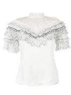 Self-portrait Ruffled Bib Blouse - White