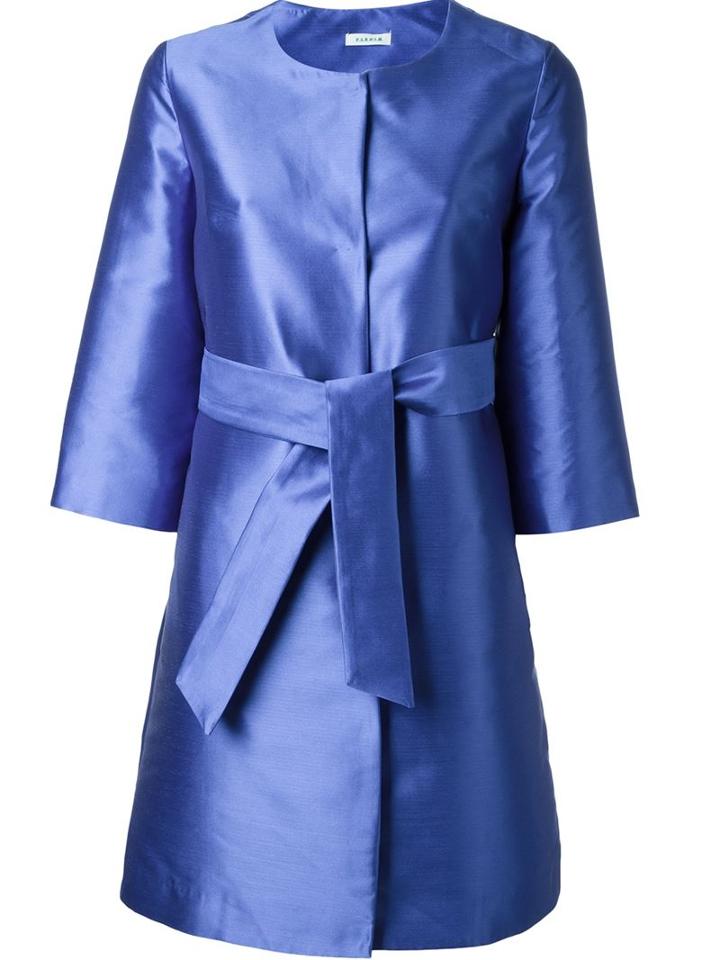 P.a.r.o.s.h. Satin Effect Belted Coat, Women's, Size: M, Blue, Polyester/silk