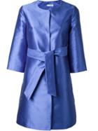P.a.r.o.s.h. Satin Effect Belted Coat, Women's, Size: M, Blue, Polyester/silk