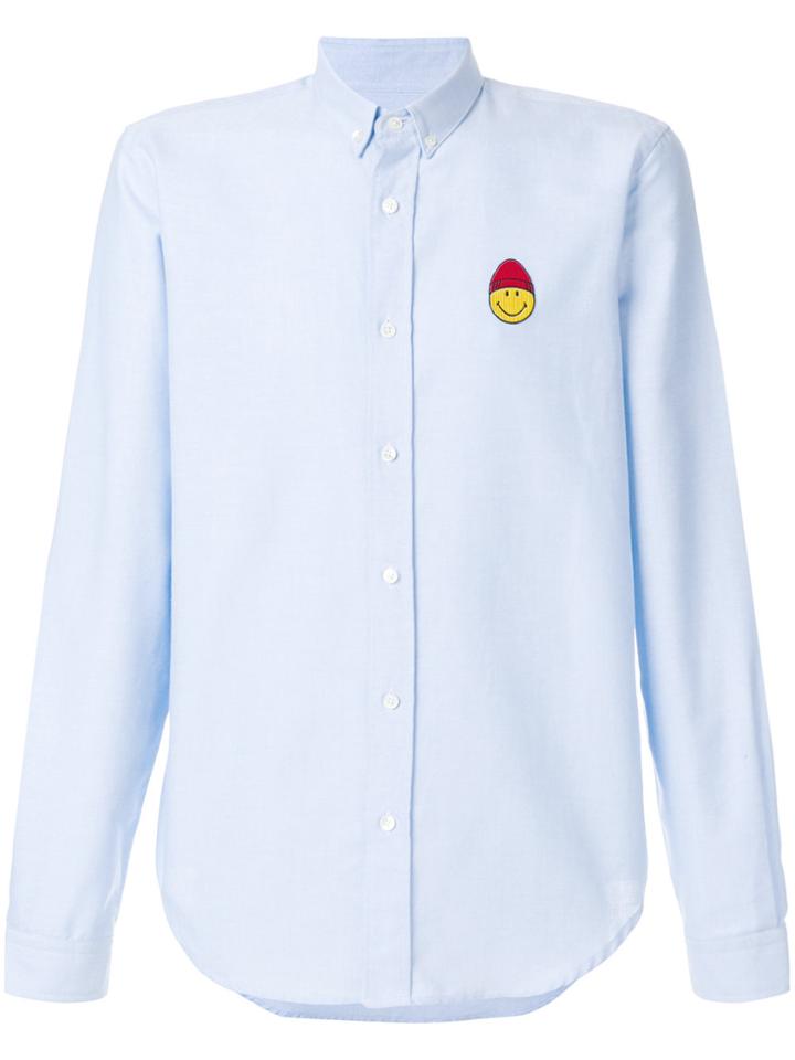 Ami Alexandre Mattiussi Shirt With Smiley Patch - Blue