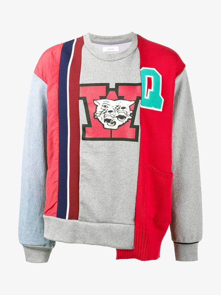 Facetasm Multi-panel Sweatshirt, Men's, Size: 3, Grey, Cotton/polyester/acrylic