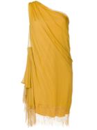 Alberta Ferretti Lace Trim One-shoulder Dress - Yellow & Orange
