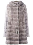 Liska Mink Fur Hooded Puffer Coat, Women's, Size: Medium, Nude/neutrals, Goose Down/polyester/mink Fur