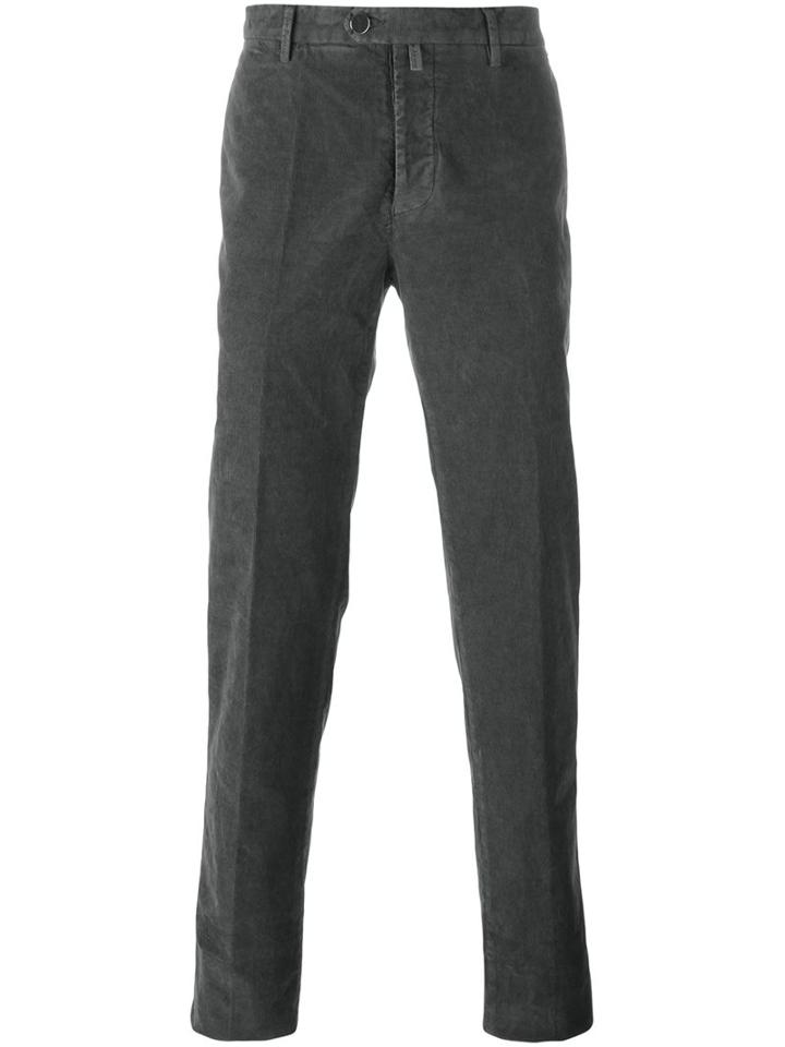 Kiton Straight Leg Chinos, Men's, Size: 33, Grey, Cotton/spandex/elastane