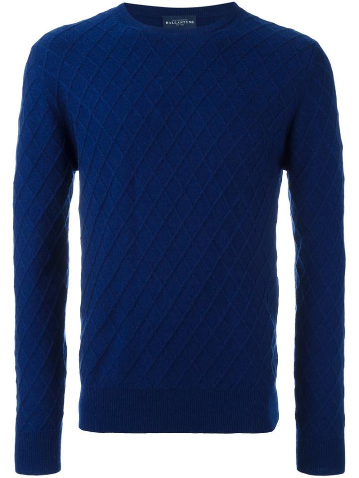 Ballantyne Crew Neck Pullover, Men's, Size: 54, Blue, Cashmere/wool
