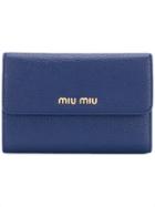 Miu Miu Foldover Logo Wallet - Blue