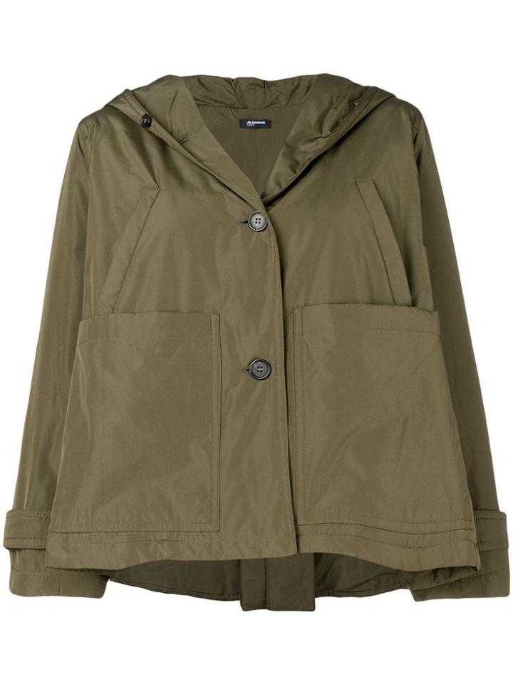 Jil Sander Navy Cropped Hooded Jacket - Green