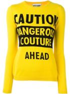 Moschino Caution Dangerous Couture Jumper, Women's, Size: 40, Yellow/orange, Cotton