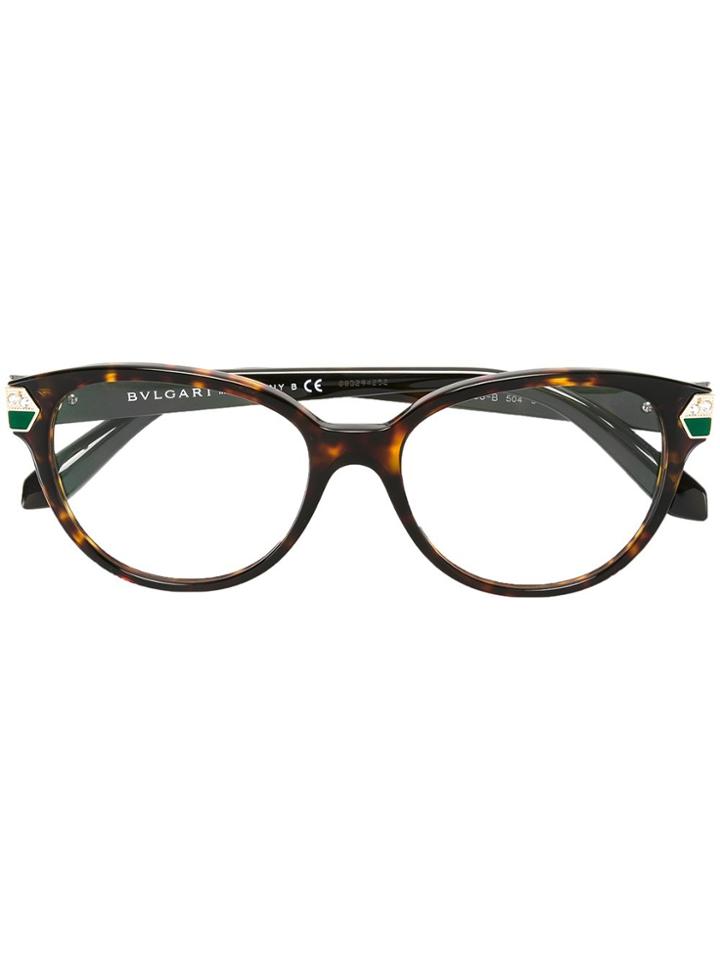Bulgari Round Frame Glasses - Brown