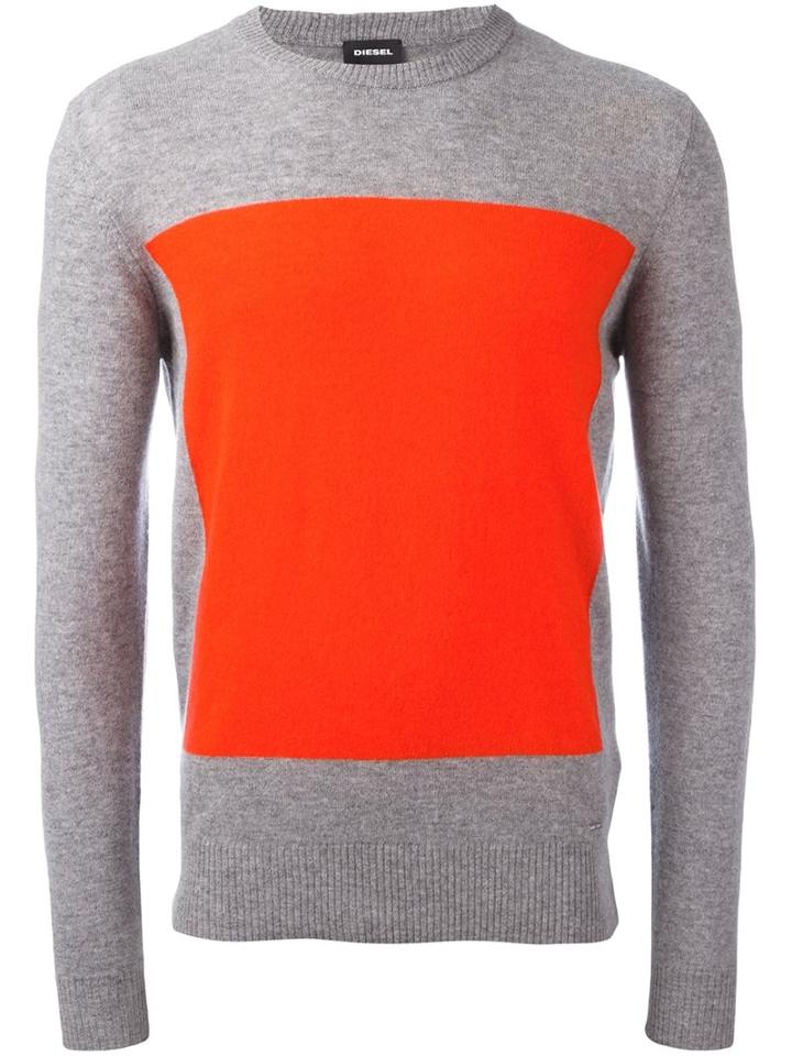 Diesel Colour Block Jumper, Men's, Size: Large, Grey, Cashmere/wool