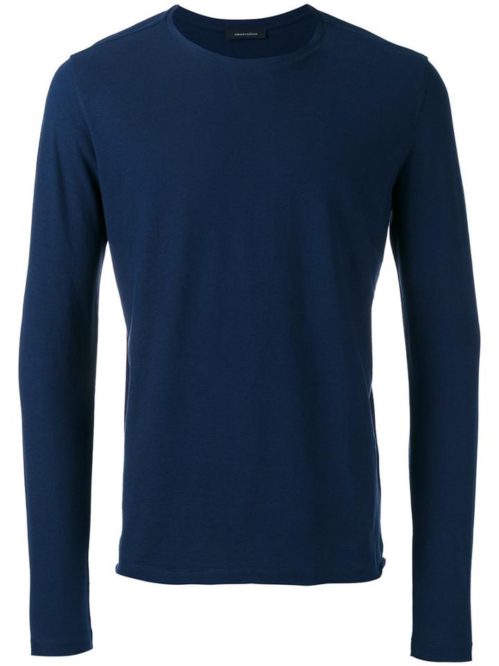 Roberto Collina Long-sleeve T-shirt, Men's, Size: 46, Blue, Cotton