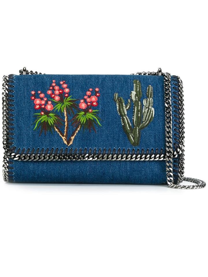 Stella Mccartney Western Embroidered Denim Falabella Shoulder Bag -