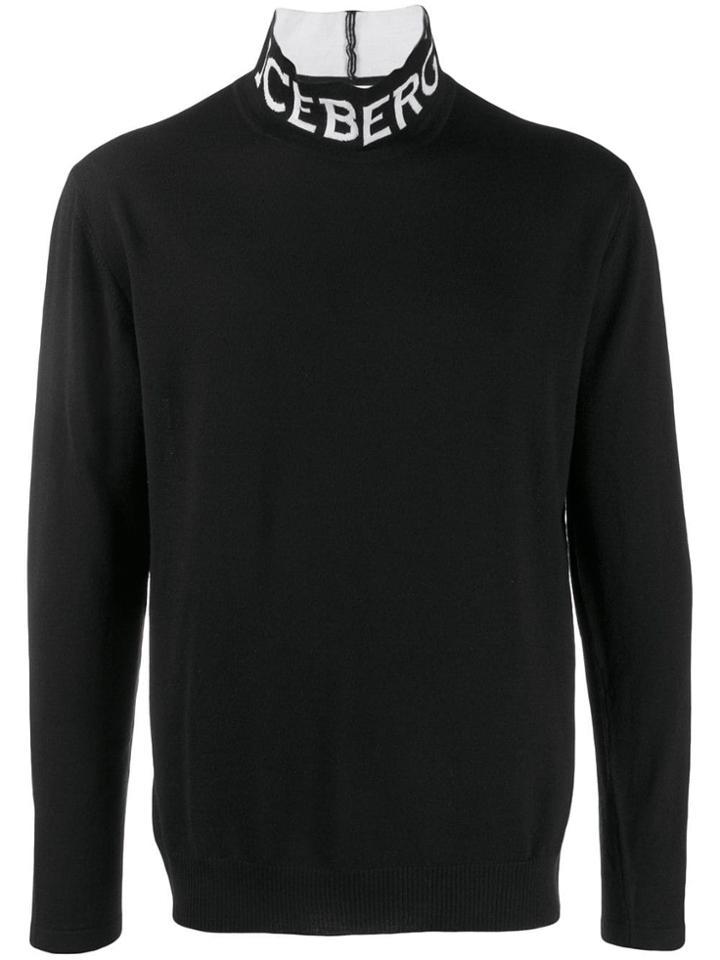 Iceberg Logo Turtle Neck Jumper - Black