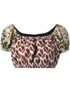 Philosophy Di Lorenzo Serafini Leaves Print Cropped Top, Women's, Size: 42, Red, Polyester