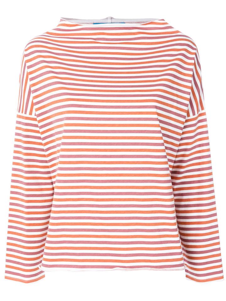 Mih Jeans Boat Neck Striped Top - Yellow & Orange