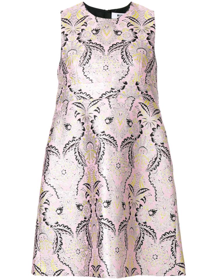 Msgm Brocade Mini Shift Dress - Pink & Purple