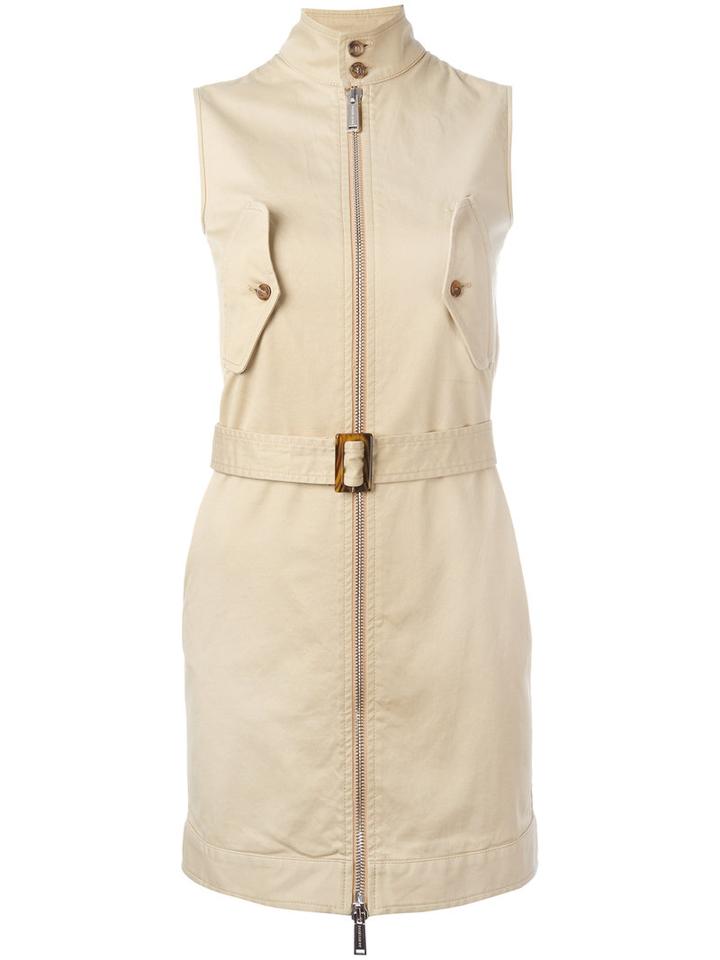 Dsquared2 - Belted Twill Dress - Women - Cotton/spandex/elastane - 44, Nude/neutrals, Cotton/spandex/elastane