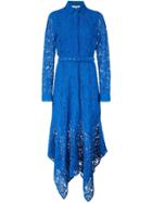 Ganni Lace Long Belted Dress - Blue