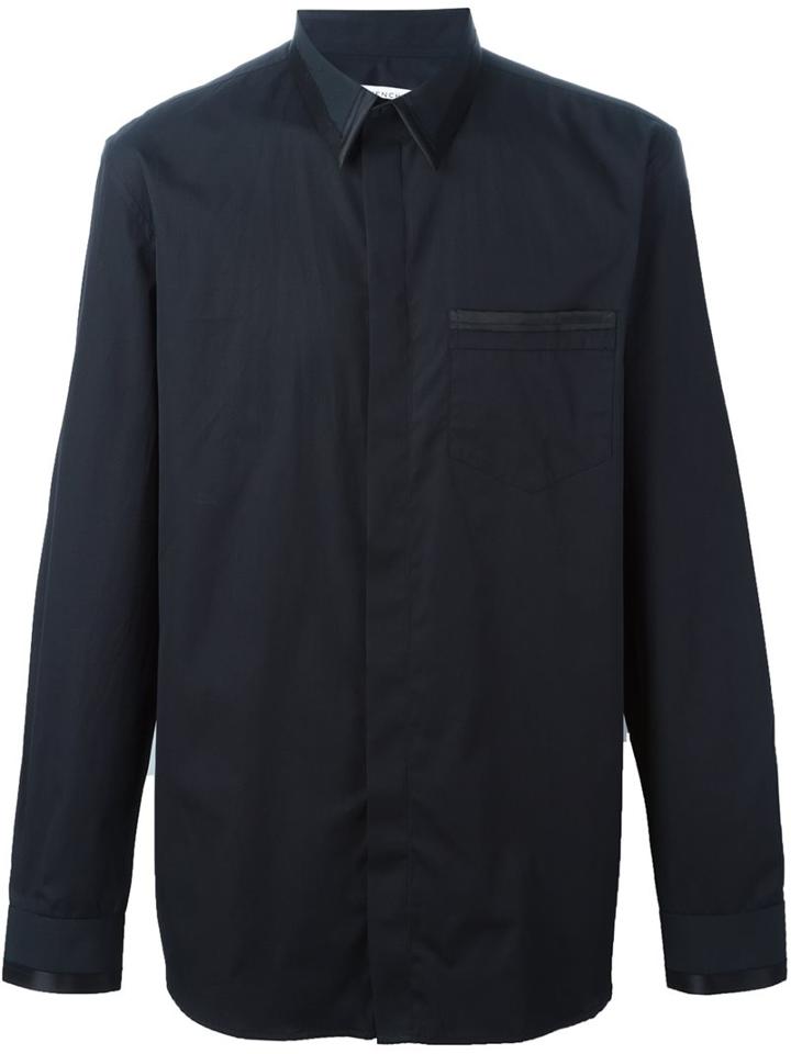 Givenchy Trim Detail Classic Shirt, Men's, Size: 43, Black, Cotton/silk
