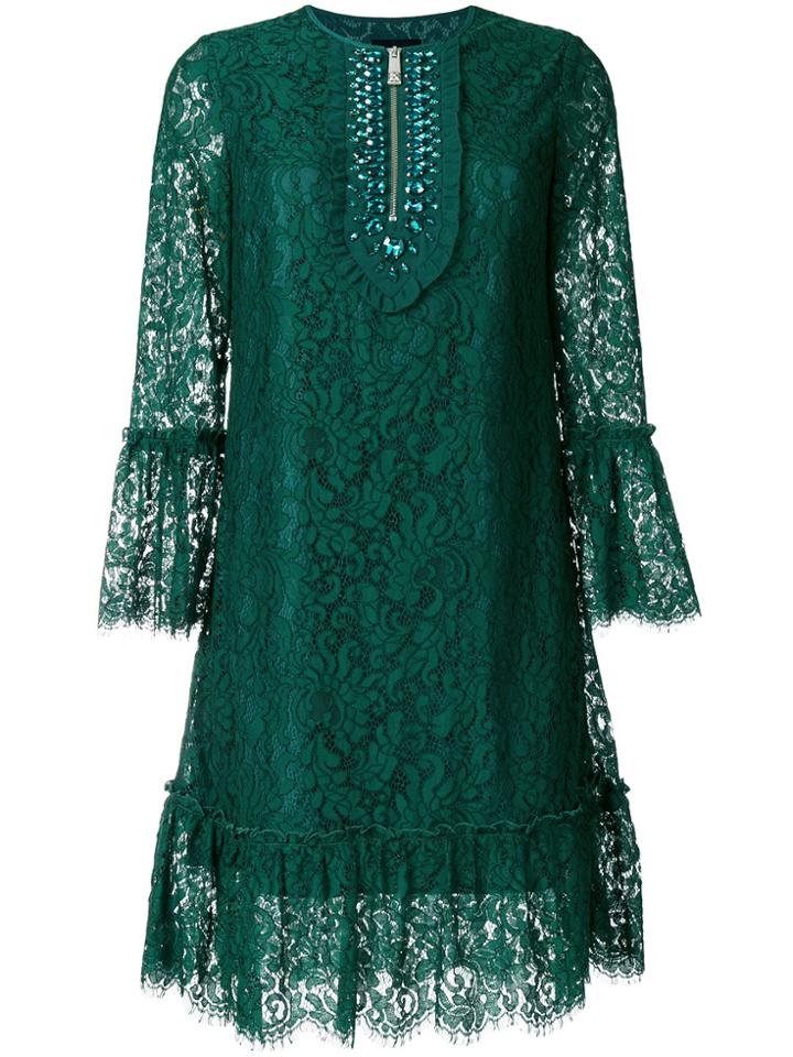 John Richmond Jewelled Scalloped Dress - Green